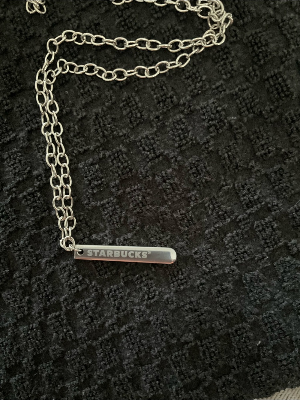 Starbucks Silver Bar Necklace - Engraved Logo